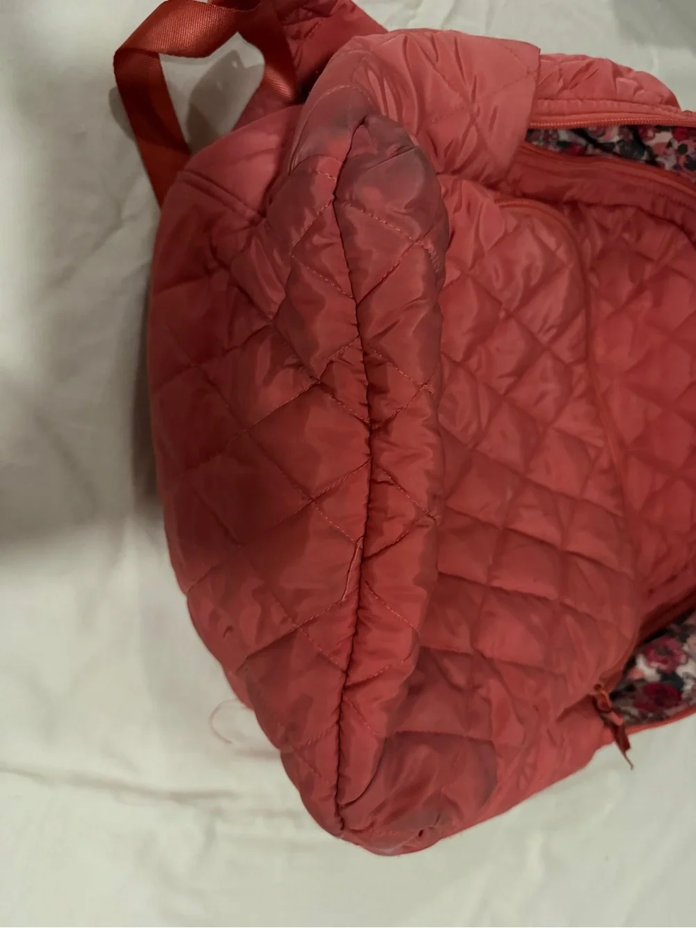 Vera Bradley Quilted Coral Pink Backpack - Picture 6 of 13